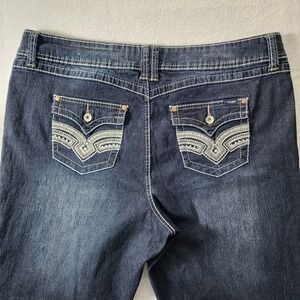 Angels Jeans Womens 20 Blue Embellished Pocket Straight Leg Y2K Denim 41"W 32"L